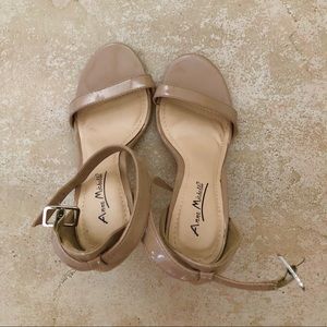 Nude ankle strap heels